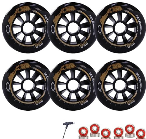 ANWEALTH 6er Pack 8er Pack Pro Inline Skate Ersatzrollen 110 mm 100 mm 90 mm 85A Inline Speed Skate Rollen mit Lagern erhöhte Geschwindigkeit und Griffigkeit (100 mm 6)