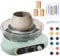 Forno per Ceramica, tornio Elettrico con 9 Accessori, Regolazione della velocità, Mini tornio, Rimovibile per la Pulizia, Kit di Attrezzi da Lavoro Fai da Te, Pedale Indipendente Green