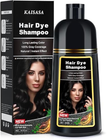 Black Hair Dye Shampoo 3 in 1, Schwarzes Haarfärbeshampoo für Graues Haar Männer und Frauen 500ml (Black)
