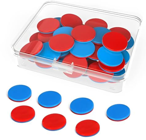 ZORTVUL 50 Stück Wendeplättchen Rot Blau Plastik 1 Kunststoff Boxen Satz Wendeplättchen Mathe Rechenhilfe Mathematik Wendeplättchen Zählchips Für Kinderhände Grundschule Rechenaufgaben