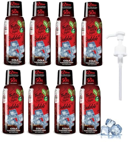 FruttaMax Sirop de Cola Sans Sucre – 50% de Fruit Réel | Sirop à Faible Teneur en Calories pour Sodas, Cocktails & Desserts – 8 x 500 ml