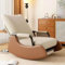 OVLRIJP Schaukelstuhl Lesesessel Bequem, Schaukelstühle Schaukelsessel mit 3-Fach Verstellbare Rückenlehne, Relaxsessel mit Dehnbare Fußstütze, Sessel für Schlafzimmer, Wohnzimmer (Beige)
