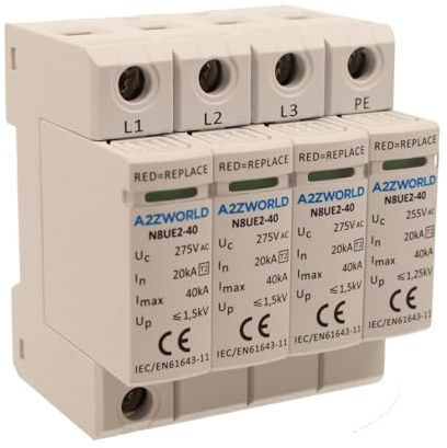 Scaricatore Di Sovratensione Modulare, SPD Tipo 2 T2, 3P+N Da 4 Moduli DIN, 20kA-40kA AC275V, IP20 IEC61643-11