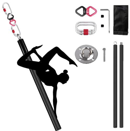 Minglez Barre de Pole Dance Barre Ed Pole Dance Professionnelle en Silicone pour Le Fitness et l'exercice, Barres de Suspension pour la Maison et L'appartement.(Black)