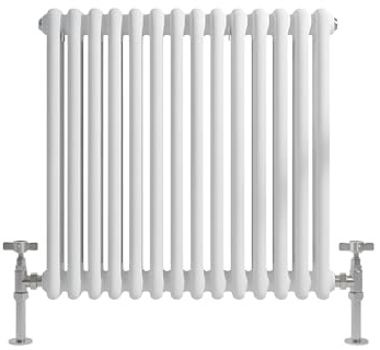 Greened House 3 Column White Traditional Radiator 600mm H x 599mm W | Column Radiator, Cast Iron Type, Old School Radiator, Triple Column, Horizontal