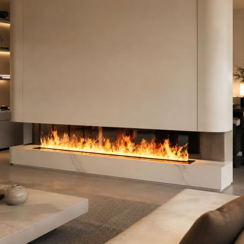 ZHNANDAMAI Chimenea Eléctrica Decorativa 3D de Vapor de Agua, Humidificador para Hogar, Oficina, Hotel y Restaurante, Niebla Decorativa, Efecto de Llama 3D, Control Táctil/Remoto, 800mm [Sin Calor]