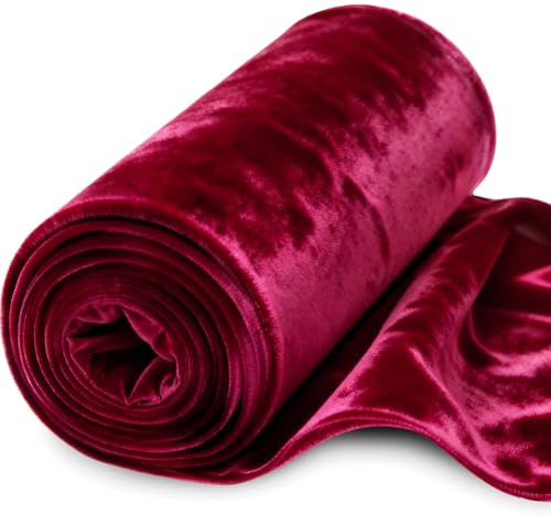 Pannesamt Stoff 2m x 155cm zum Nähen KEINE Meterware glänzender Stretch Samt für Vorhänge, Bühnenkostüme, Abendgarderobe, Einrichtungsgegenstände, Tischdecken und Dekostoffe (Tiefes Rot)