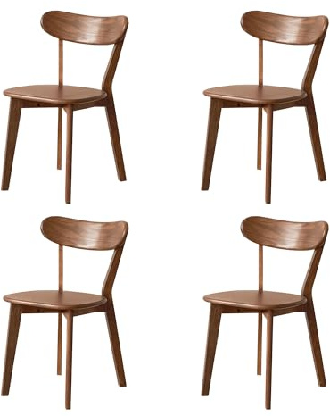 YESWOOD Esszimmerstühle 4er Set Roteiche Massivholz, Holzstühle mit Rückenlehne, Skandinavischer Stühle für Esszimmer, Küche, Wohnzimmer, Walnuss