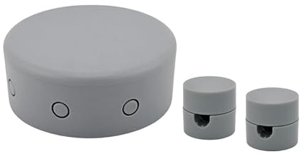 Lampen Distanz-Aufhänger mit Baldachin und Verteilerdose, Kabelhalter, Abdeckdose, Set mit 1 Verteilerdose und 2 Deckenpins (Grau, Kunststoff, nicht wasserfest)
