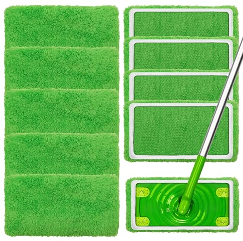 JJQHYC Pack of 10 Microfibre Mop Pads Replacement Mop Pad Reusable Dry Wet Wipes, Flat Mop Wipers, Floor Cleaning Mop Refill Pads, 25.4 x 11.5 cm