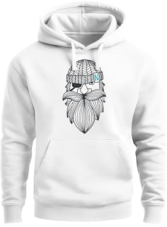 Neverless® Hoodie Herren Print Seemann Bart Seefahrer Nordisch Maritim Kapuzen-Pullover Männer Fashion Streetstyle