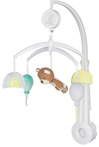 Sterntaler Mobile Familie Bär, Baby-Einschlafhilfe, Kinderzimmer Spielzeug, kleiner Bär, bunte Regenbögen und Luftballons, wattiert, Melodie: La Le Lu, 57×34×45 cm, bunt