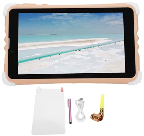Yinhing Cette Tablette pour Enfants de 7 Pouces Prend en Charge et Comprend Un Stockage de 128 Go, Une connectivité WiFi, Un étui Antichoc et des Fonctions de Contrôle pour Une (Brown)