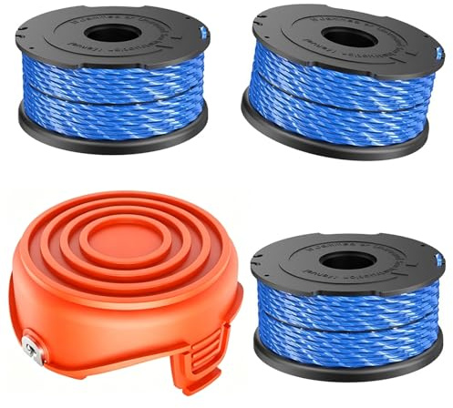KERYBW Bobine Fil Coupe Bordure Compatible avec Black Decker A6441 avec A6442-XJ,pour GL315, GL337, GL350, GL650, GL651, GL652, GL653, GL655, GL656, GL660, GL670, GL680, GL55300(3 Bobine+1 Couvercle)