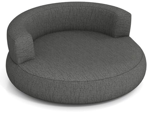 COSTWAY Aufblasbares Sofa, rundes Luftsofa mit Rückenlehne & Breiten Armlehnen, Luftsessel mit abnehmbarem Leinen-Bezug, Bodensessel, aufblasbarer Bodensofa