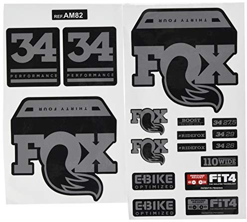 IDIQIB Ecoshirt Stickers Fork Fox 34 Performance Elite 2017 Am82 Aufkleber Decals Autocollants Adesivi Forcela Gabel Fourche, grau