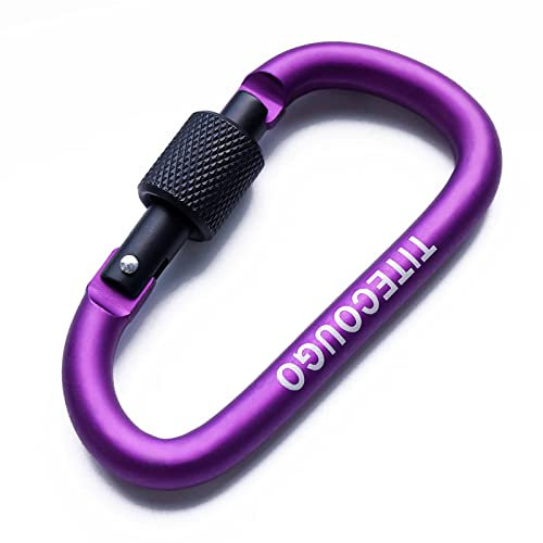 TITECOUGO Aluminum Alloy D-Ring High Strength Carabiner Key Chain Clip Hook For Camping Hiking (Not for Climbing) Purple Black