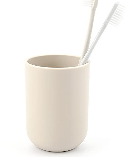 Tumbler Toothbrush Holder Plastic Cups Bathroom Tidy Razor Holder Toothpaste Holder Small Makeup Brush Holder Small Bathroom Cup Travel Camping Portable Reusable Storage Cups 350ml (Khaki)