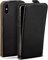 moex Flip Case für iPhone X/iPhone XS Hülle klappbar mit 360 Grad Schutz, Handyhülle mit Displayschutz, PU Leder Handytasche Lederhülle, Flip Case Cover Klapphülle, Schwarz