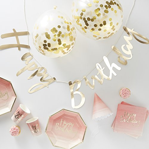 Ginger Ray Foiled, Pink and Party In A Box, Gepunktet, Rosa Ombre und Gold, 16 pieces
