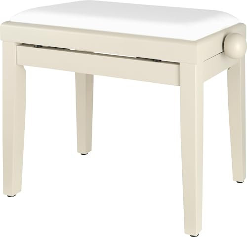 Classic Cantabile Pianobank (höhenverstellbar von 47-56cm, Spindelmechanik, Sitzfläche 55 x 32cm, weißer Velourbezug, stabil) Weißesche matt