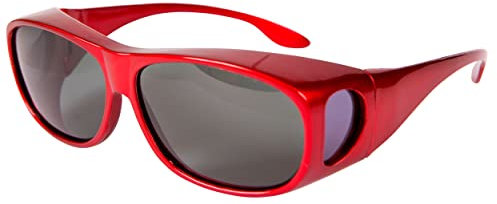Opticaid Over Glasses Fit Over Sunglasses Polarised Anti Glare UV400 Wrap Around Womens Mens Red Sports Category 3 Lens Remaldi