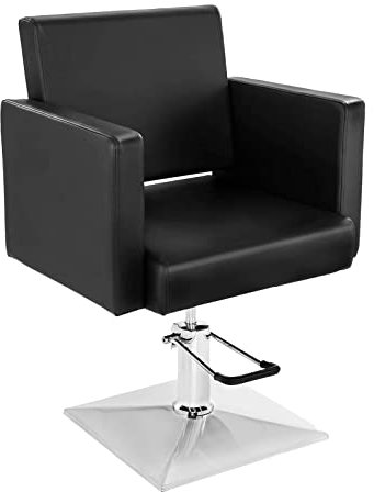 Physa Friseurstuhl Friseursessel Drehstuhl Bedford Black (schwarz, höhenverstellbar, Stahl, Kunstleder, 360°-drehbar)