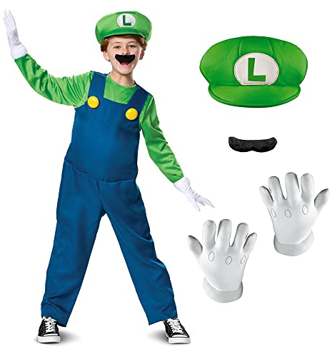 Super Mario Bros DISK10773K Luigi Kostum, Jungen, M