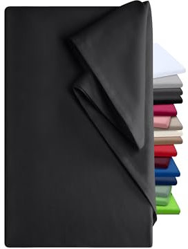 npluseins Bettlaken 150x250cm – Leintuch ohne Gummizug – Tuch ist ideal für Terrasse Reisen Camping und Tischtuch - Wohnmobil Laken - Betttuch ohne Gummizug – 100% Baumwolle, ca. 150 x 250 cm, schwarz