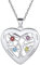 925 Sterling Silver Personalised Heart Family Tree of Life Necklace with Choice of Birthstone Setting Custom Engraving Name 4 Four Birthstone Love Heart Tree Pendant Necklace for Women Teen Girls