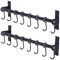 Dseap Pot Rack - Pots and Pans Hanging Rack Rail with 8 Hooks, Pot Hangers for Kitchen, Wall Mounted, Black, Pack of 2