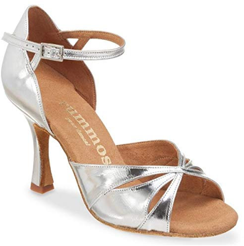 Rummos Damen Tanzschuhe R385 - Leder Silber - Medium (Normal) - 7 cm Flare - EUR 40,5