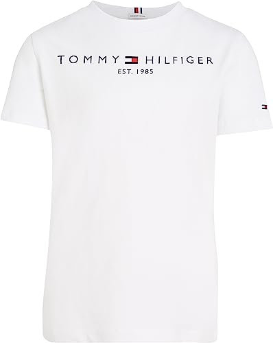 Tommy Hilfiger T-Shirt Maniche Corte Bambini Unisex Essential Tee Scollo Rotondo, Bianco (White), 24 Mesi