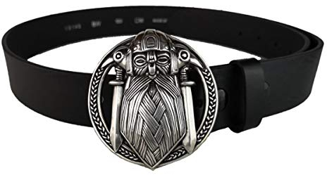 Dark Dreams Schwarzer Ledergürtel Wikinger altsilber, Länge:95