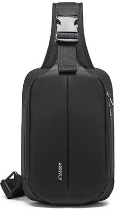Arrivly Crossbody Umhängetasche für Damen und Herren Handtasche Crossbag Schultertasche Chest Bag Jungen für Reise und Outdoor Schwarz