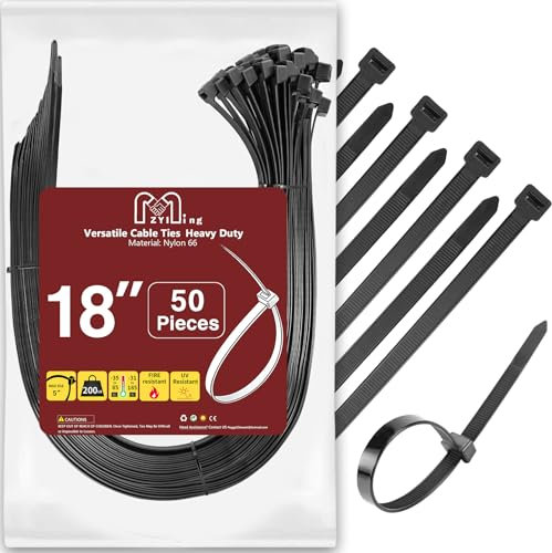 Fascette Plastica Lunghe 45 cm Fascette Elettricista 450 mm x 9 mm Fascette Moto Nere UV Fascetta Grandi E Resistenti Per Recinzione Privacy, Pergola 50 Pezzi Fascette Spesse Nylon