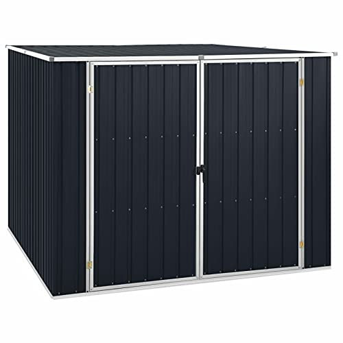 Tidyard Ger?tehaus ohne Boden Doppeltür Schr?gdach Ger?teschuppen Schuppen Gartenhaus Gartenschuppen Anthrazit 195x198x159cm Verzinkter Stahl