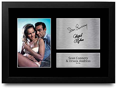 HWC Trading FR A4 Sean Connery & Ursula Andress James Bond Dr No Geschenke Gedruckt, Signiert Autogramm Bild Für Film-Erinnerungsstücke-Fans - A4 Framed