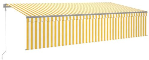 vidaXL Markise Automatisch mit Jalousie LED Windsensor Gelenkarmmarkise Sonnenschutz Sonnenmarkise Balkonmarkise Garten Terrasse Balkon 6x3m Gelb Weiß