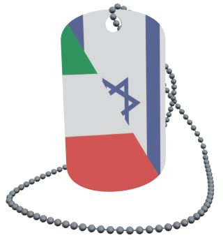 U24 Dog Tag Erkennungsmarke ID Tag an Kette Flagge Israel-Italien Alu 30 x 50 mm