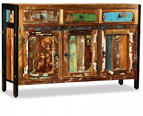 Voupuoda Sideboard, Flurtisch, Kommode, Mehrzweckschrank, Schubladenkommode, Konsolentisch, Recyceltes Massivholz 120 x 35 x 76 cm
