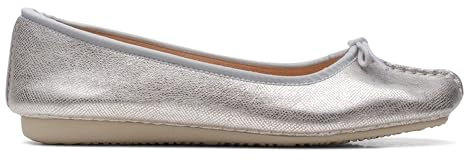 Clarks Damen Freckle Ice Ballerinas, Silver Metallic, 40 EU
