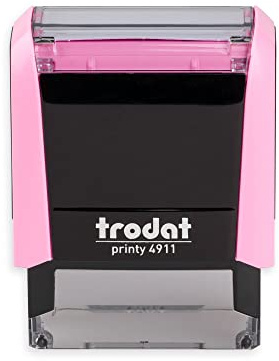 Trodat Printy 4911 – pastell rosa- mit Wunschtext personalisierbarer Namensstempel – gleich online gestalten, Adressstempel oder Textstempel - 38x14 mm - 4 Zeilen, hochwertiger Stempel zum Superpreis