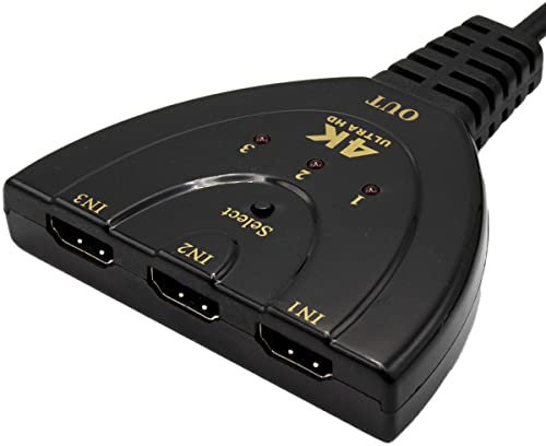 MMOBIEL Répartiteur HDMI Switch-Splitter HDMI 4K-Commutateur 3 en 1 Sortie Compatible avec Apple TV,Switch,PS4,X-Box,HDTV,Ordinateur Portable,PC,Console de Jeux et Plus -Distributeur
