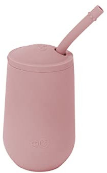 ezpz Happy Cup 24 Monate + Trainingsbecher für Kleinkinder mit Deckel und Strohhalm, 100% Silikon, entworfen von einem Spezialisten für pädiatrische Fütterung