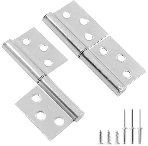 Biaungdo 4 Stück 7,6 cm Flaggenscharniere, 304 Edelstahl, abnehmbare Türscharniere mit Schrauben und Nieten für Schrank, Schrank, Schränke, Kleiderschrank