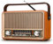 PRUNUS J-120 Radio portátil AM FM, transistor de radio enchufe en pared o recargable con batería para el hogar, al aire última intervensión, altavoz retro clásico Bluetooth con tarjeta AUX TF USB