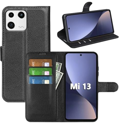 betterfon Handyhülle Kompatibel mit Xiaomi 13 | Premium Qualität TPU Klapphülle für 13 mit Kartenfächern | Magnetverschluss Handyhülle | Schwarz