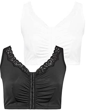 Yourset 2 Pack Curve Black & White Non Padded Front Fastening Lace Trim Bras - Women's - Plus Size Curve