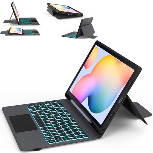 HEAPAO Galaxy Tab S6 Lite 10.4 2024/2022/2020 Case with Keyboard : 7 Color Backlit,Smart Touchpad,All-in-one Keyboard Cases with S Pen Holder for Samsung Tab S6 Lite SM-P620/P625/P610/P613/P615/P619